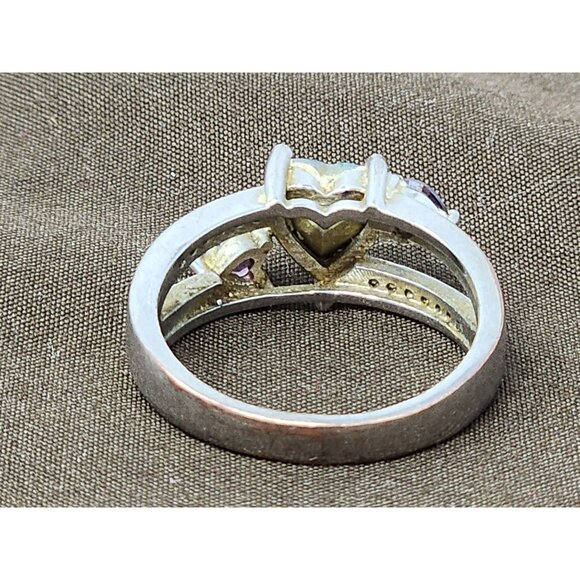 Heart-Shaped Mystic Topaz & Amethyst 925‎ Sterling Silver Ring - Picture 4 of 5